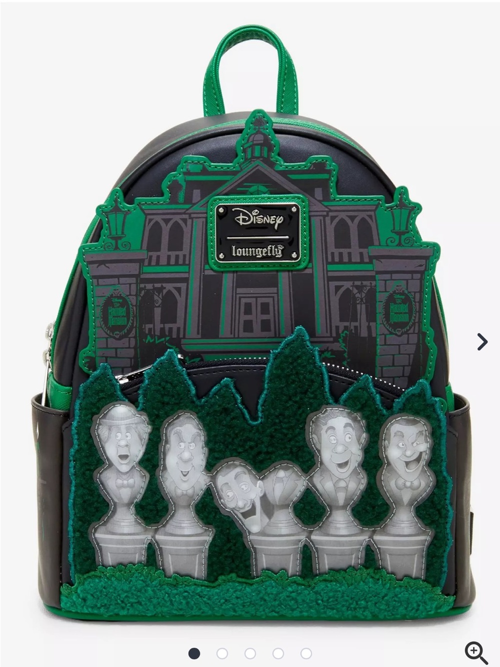 Loungefly Disney The Haunted Mansion Singing Busts GITD Lenticular Mini Backpack
